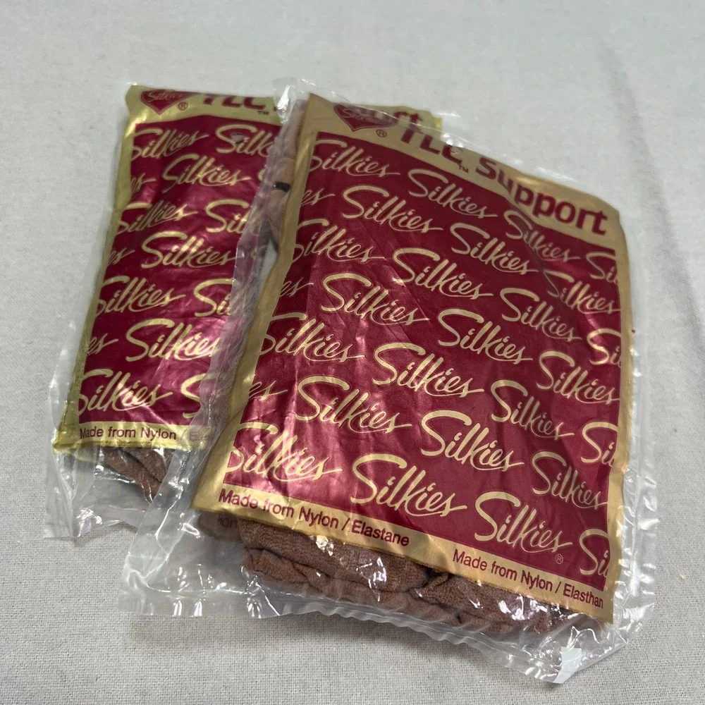 Silkies TLC Support Pantyhose Honey Beige Set of 2 Medium Vintage Total Leg #222